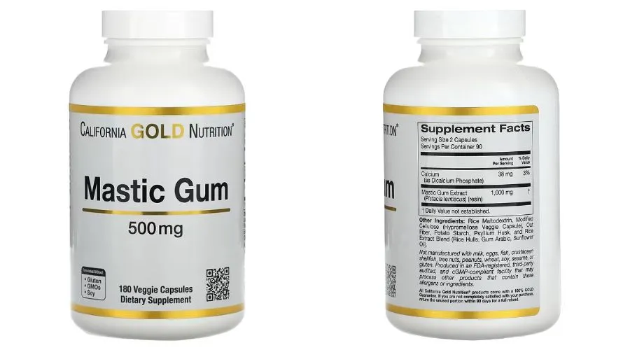 California Gold Nutrition, Mastic Gum, 500 mg, 180 Veggie Capsules | Thewebhunting