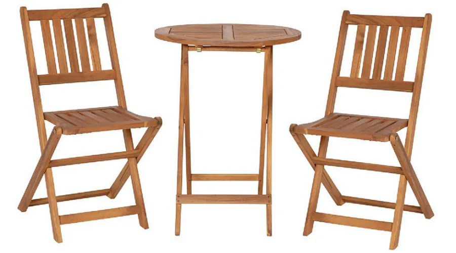 3 Piece Folding Bistro Set Garden Table and Chairs