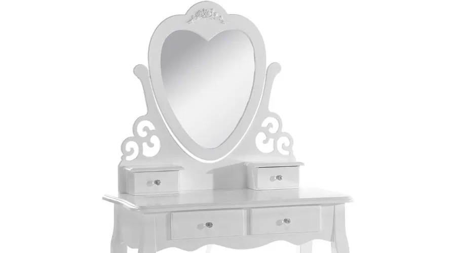 Love Heart Dressing Table With Mirror and Stool - WhitePink by Kosy Koala
