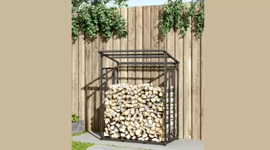 Black Firewood Rack Log Store with Roof