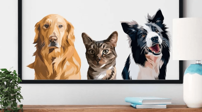Custom pet portrait painting on canvas