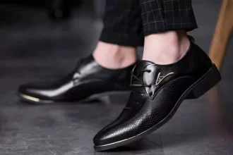 Black leather shoes