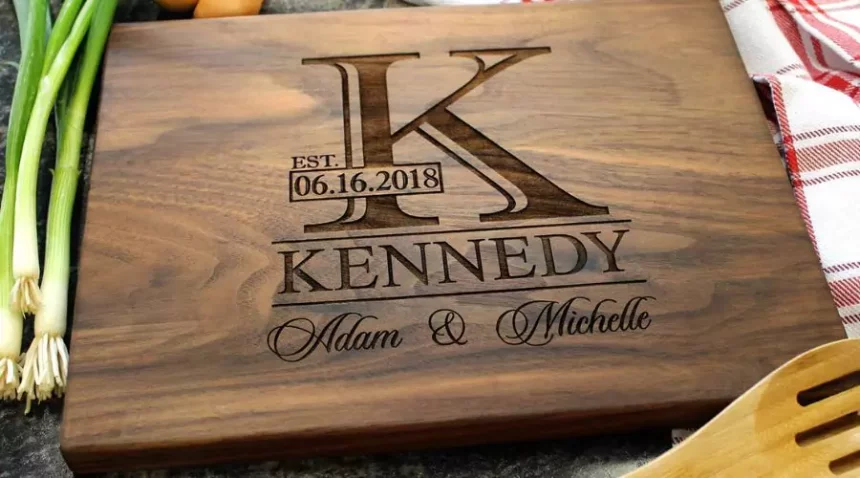Engraved wooden cutting board for wedding gifts