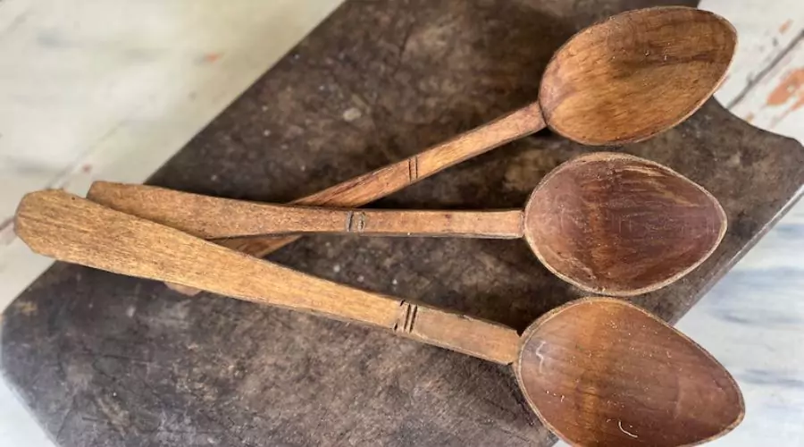 Vintage hand-carved wooden spoons set